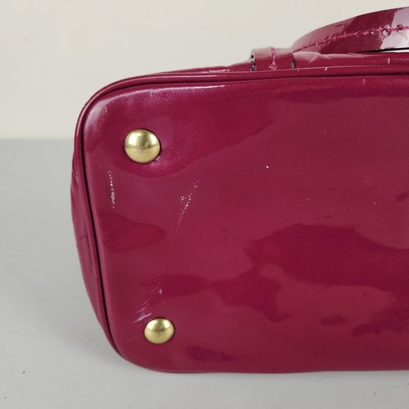 Coach Shoulder Bag Pink Patent Leather Peyton Op Art Embossed Jordan Carry All - Picture 13 of 16